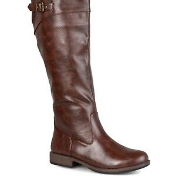 NWOB Journee TORI Extra Wide Calf Brown Vegan Leather Knee Boots 7.5 M - Picture 8 of 8